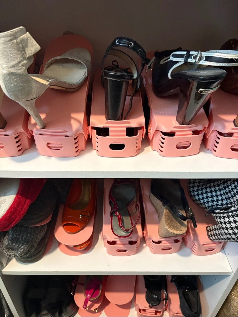 Adjustable Pink Shoe Organizer Riser - Set of 10!